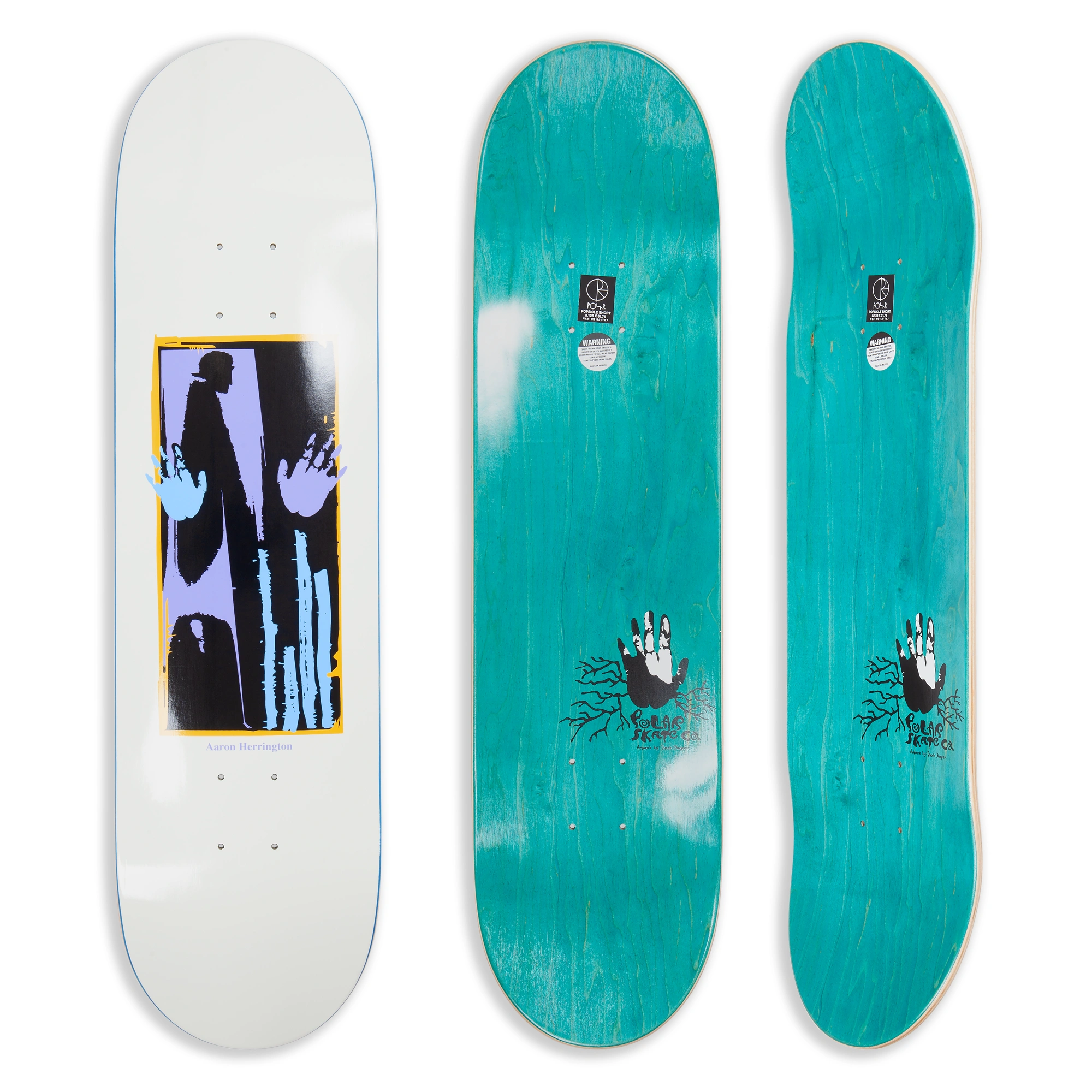 Polar Skate Co. Aaron Herrington Hands Off White 8.125" (Short Wheelbase) Skateboardbräda - 4