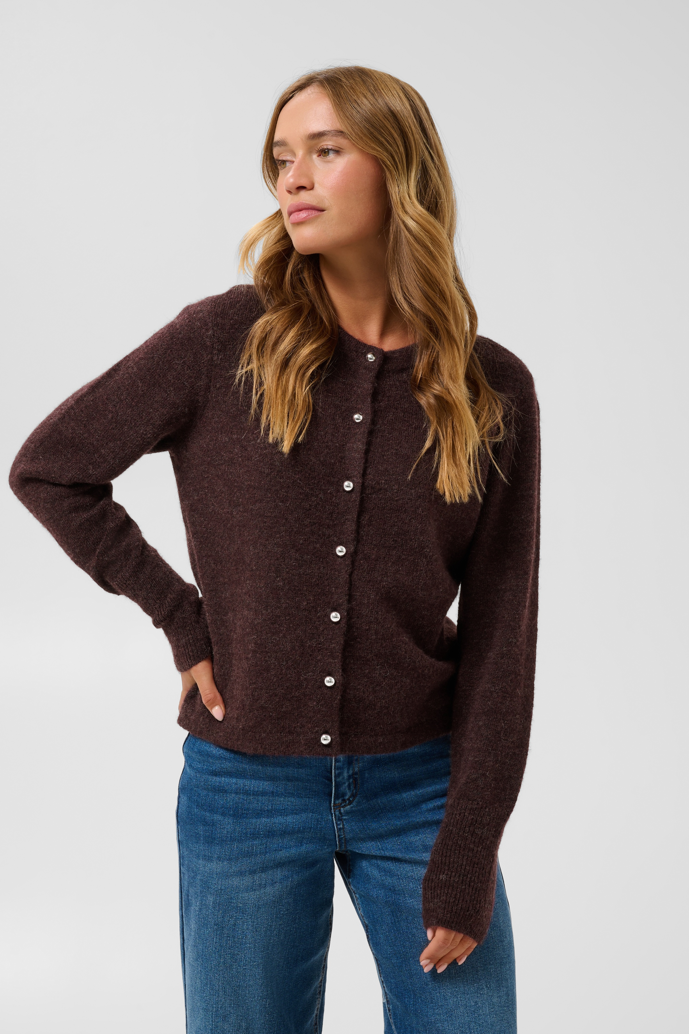 KAniel Cardigan Fudge  Melange BrunStickad Kofta  - 7