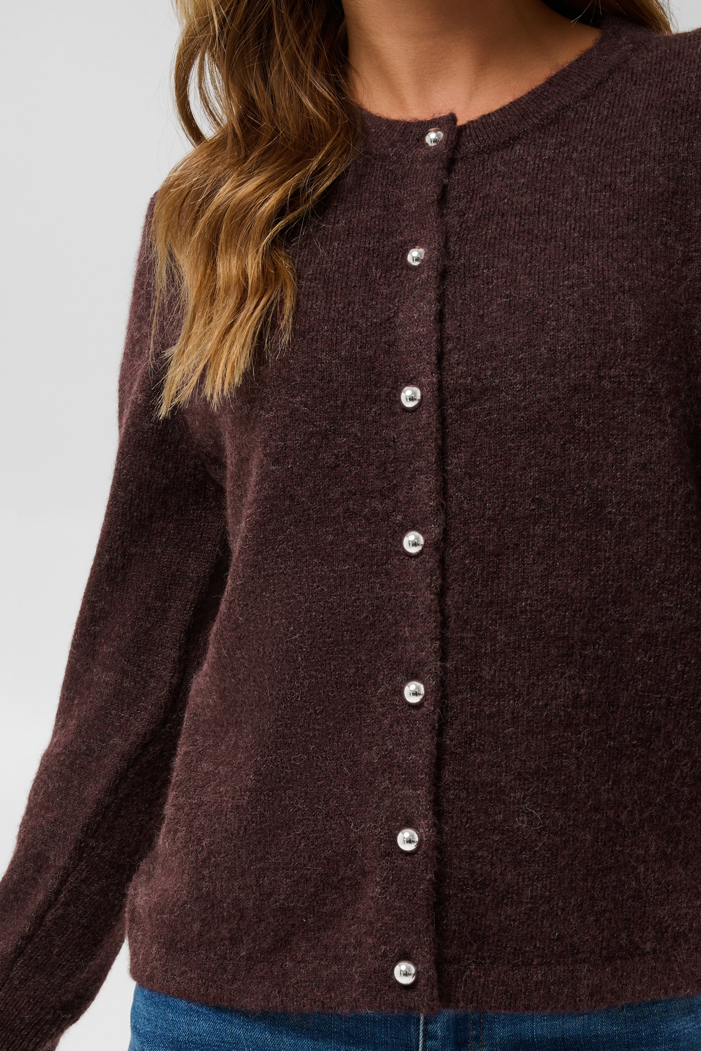 KAniel Cardigan Fudge  Melange BrunStickad Kofta  - 4