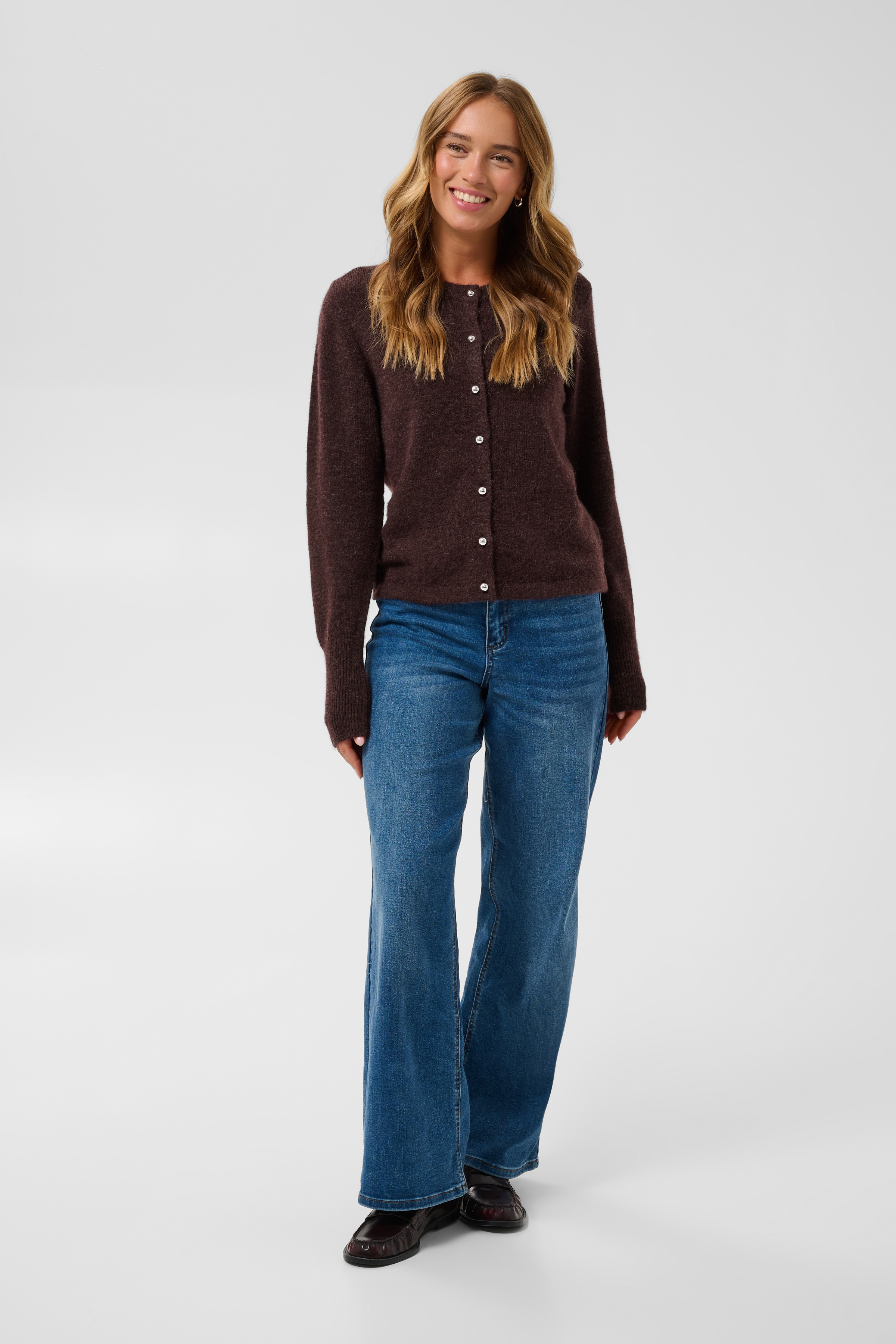 KAniel Cardigan Fudge  Melange BrunStickad Kofta  - 5
