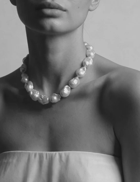Baroque Pearl Necklace | Silver