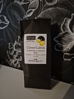 Förpackat svart te, Citron/lakrits 100gr Aftek