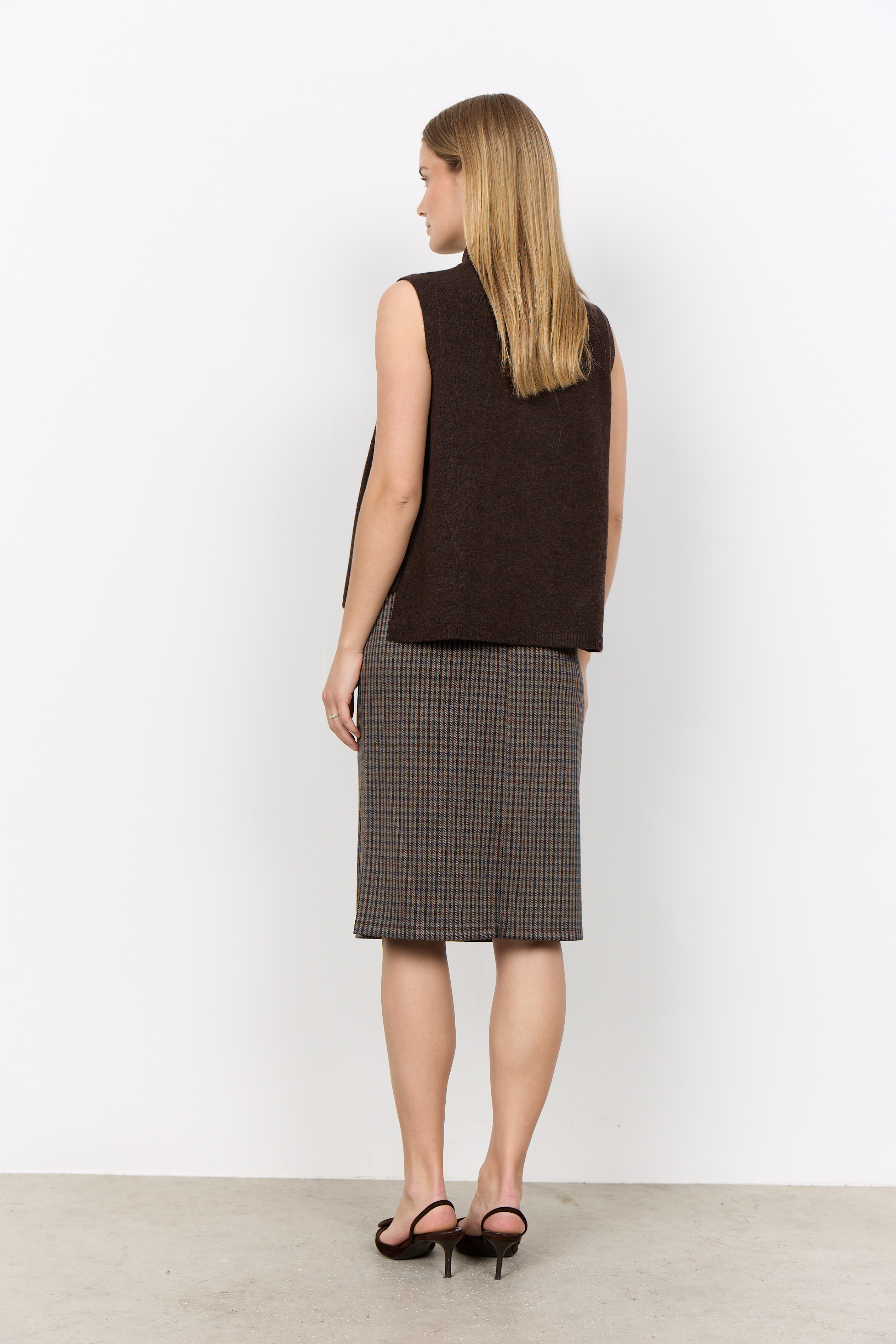 SC-ORLEAN 16 Waistcoat Brun Stickad Väst - 5