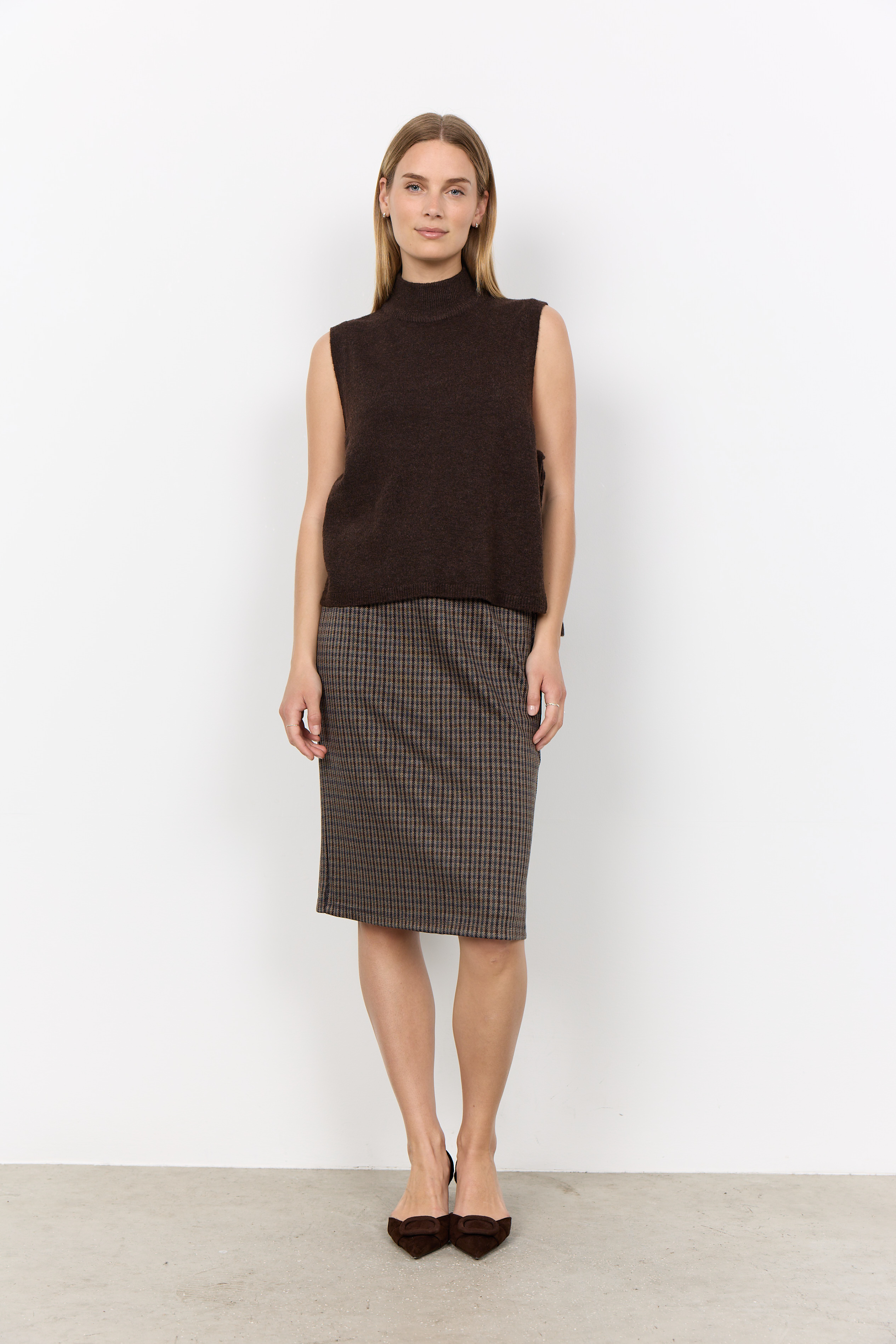 SC-ORLEAN 16 Waistcoat Brun Stickad Väst - 6