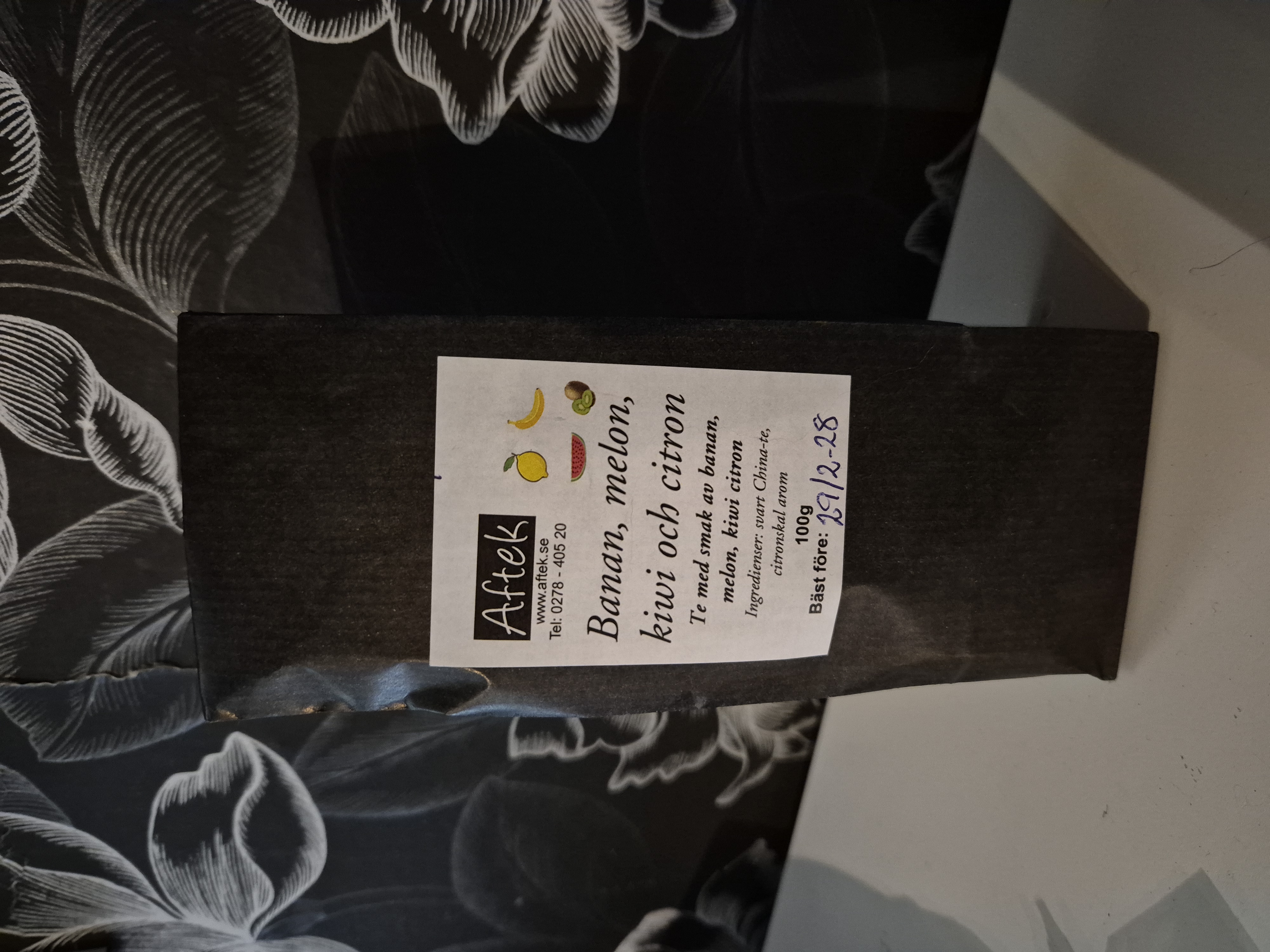 Förpackat svart te, Banan, melon, kiwi och citron, 100gr, Aftek