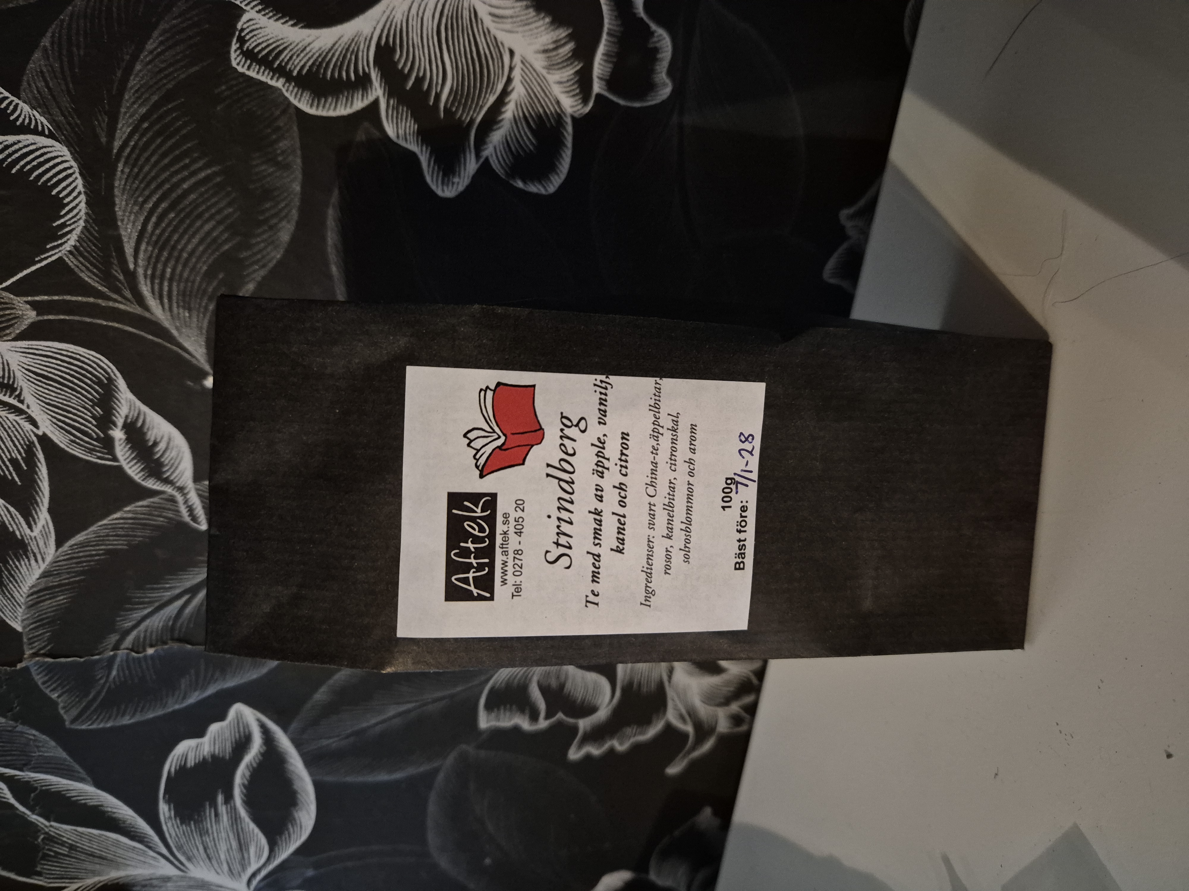 Förpackat svart te, Strindberg, 100gr, Aftek