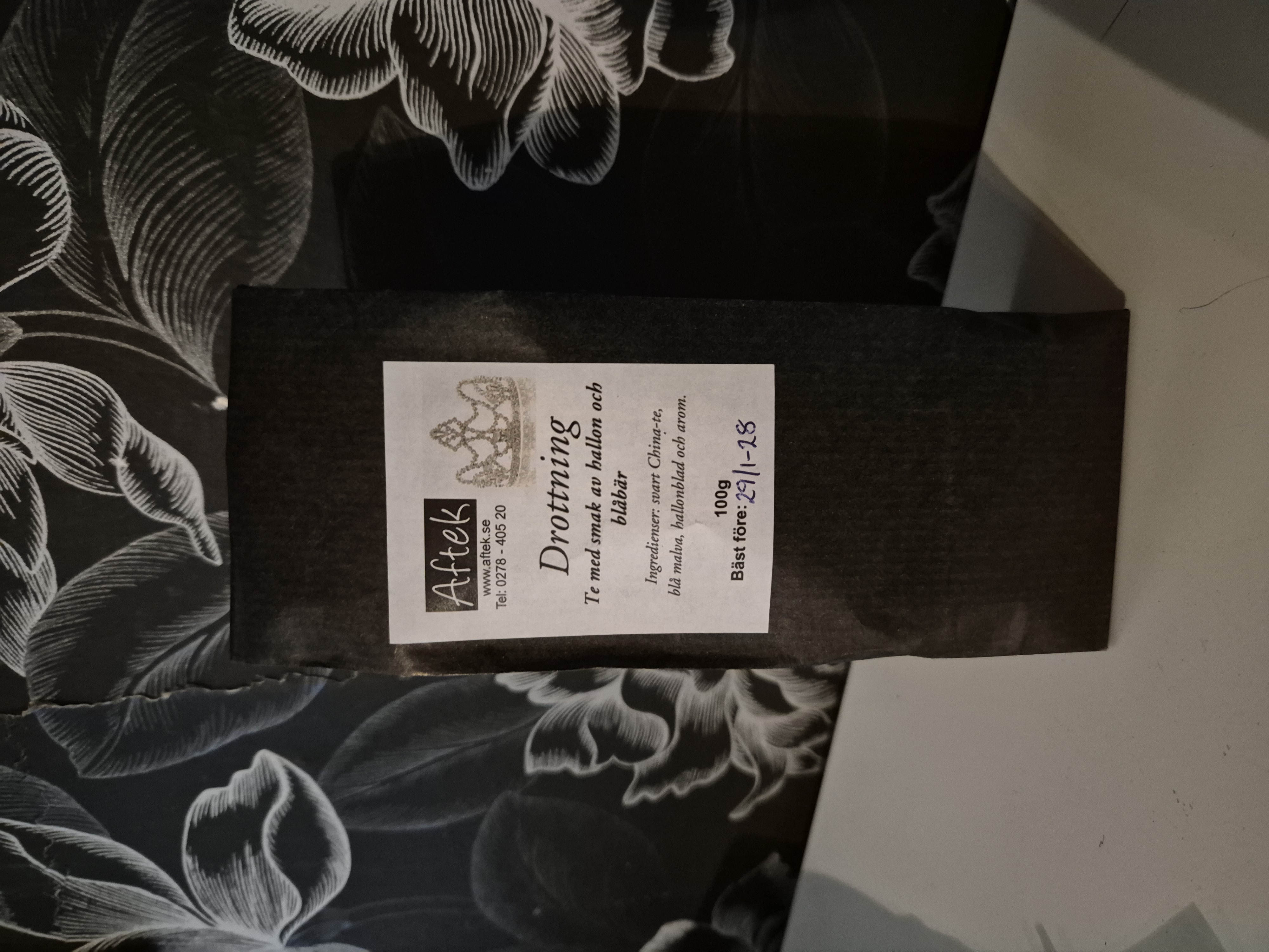 Förpackat svart te, Drottning, 100gr, Aftek
