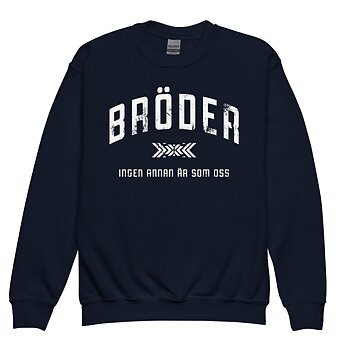 Mjuk sweatshirt för barn i klassisk modell med trycket ”Bröder – ingen annan är som oss” i vitt på bröstet. Mjuk fleece på insidan och normal passform. Finns i storlekarna 110/116–158/164. Material: 50 % bomull, 50 % polyester.
