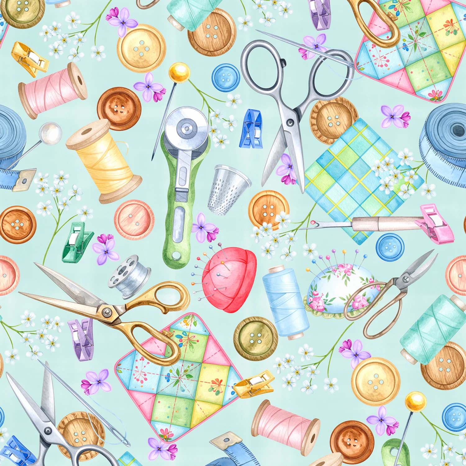 Tyg: Prairie Notions Sewing Notions Mint - Sytillbehör