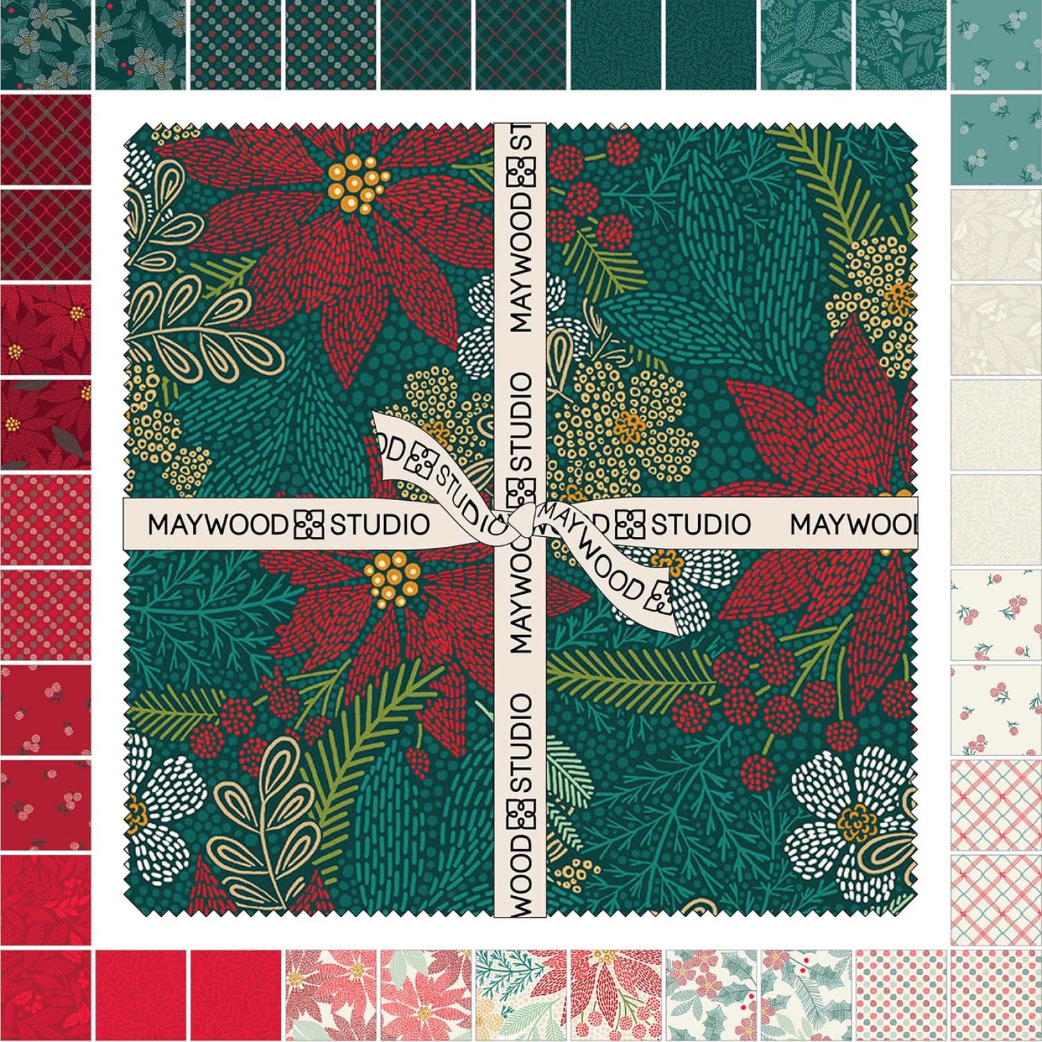 Layer Cake: "Holiday Stitches" - 10in Squares , 42 bitar