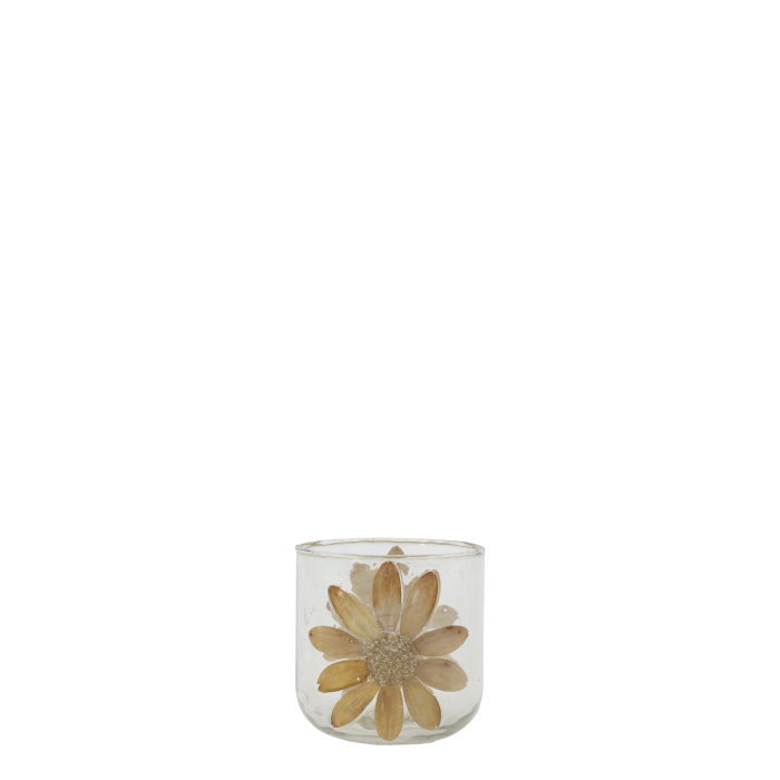 Ljuslykta med dekor av torkade blommor - Liten - 3