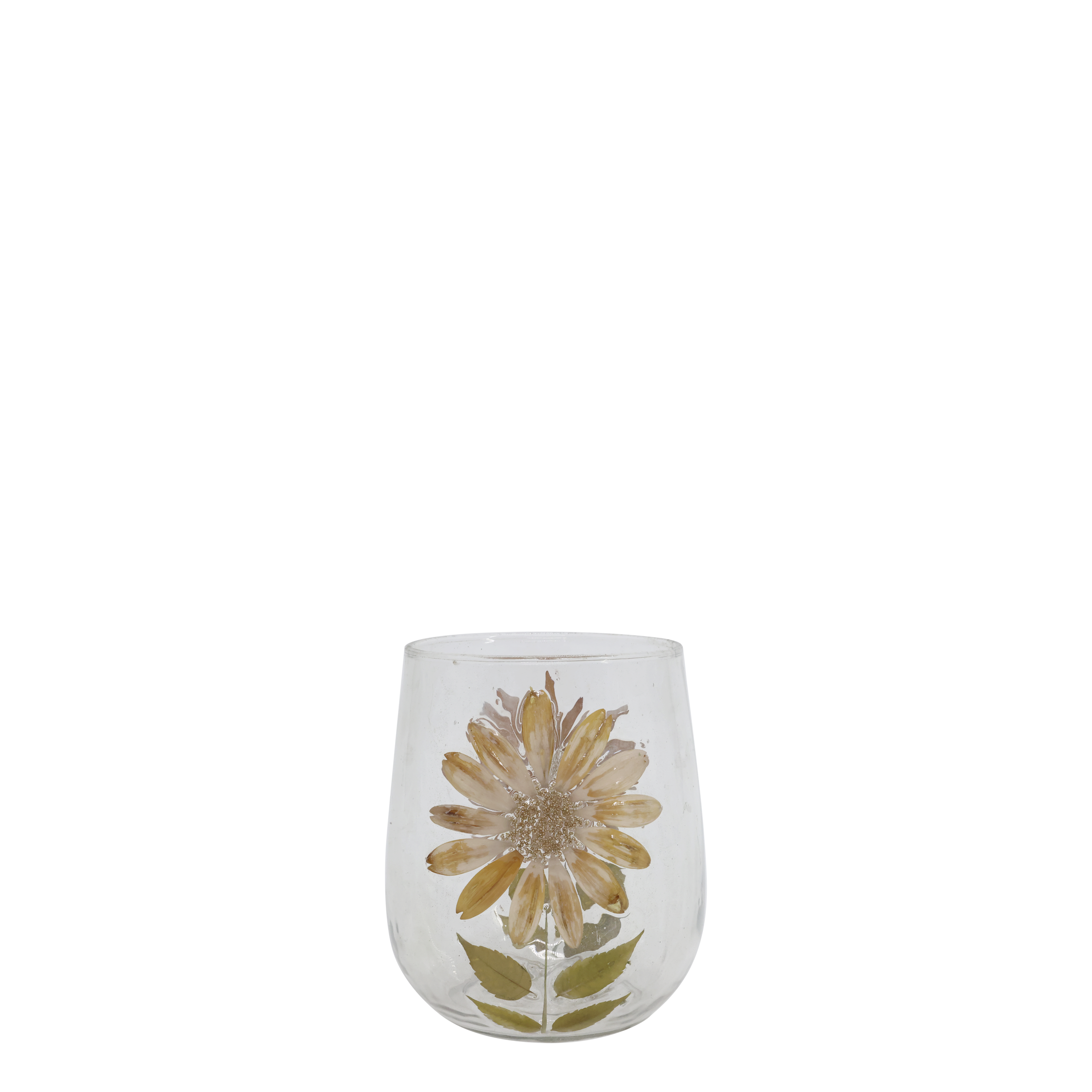 Ljuslykta med dekor av torkade blommor - Stor - 3