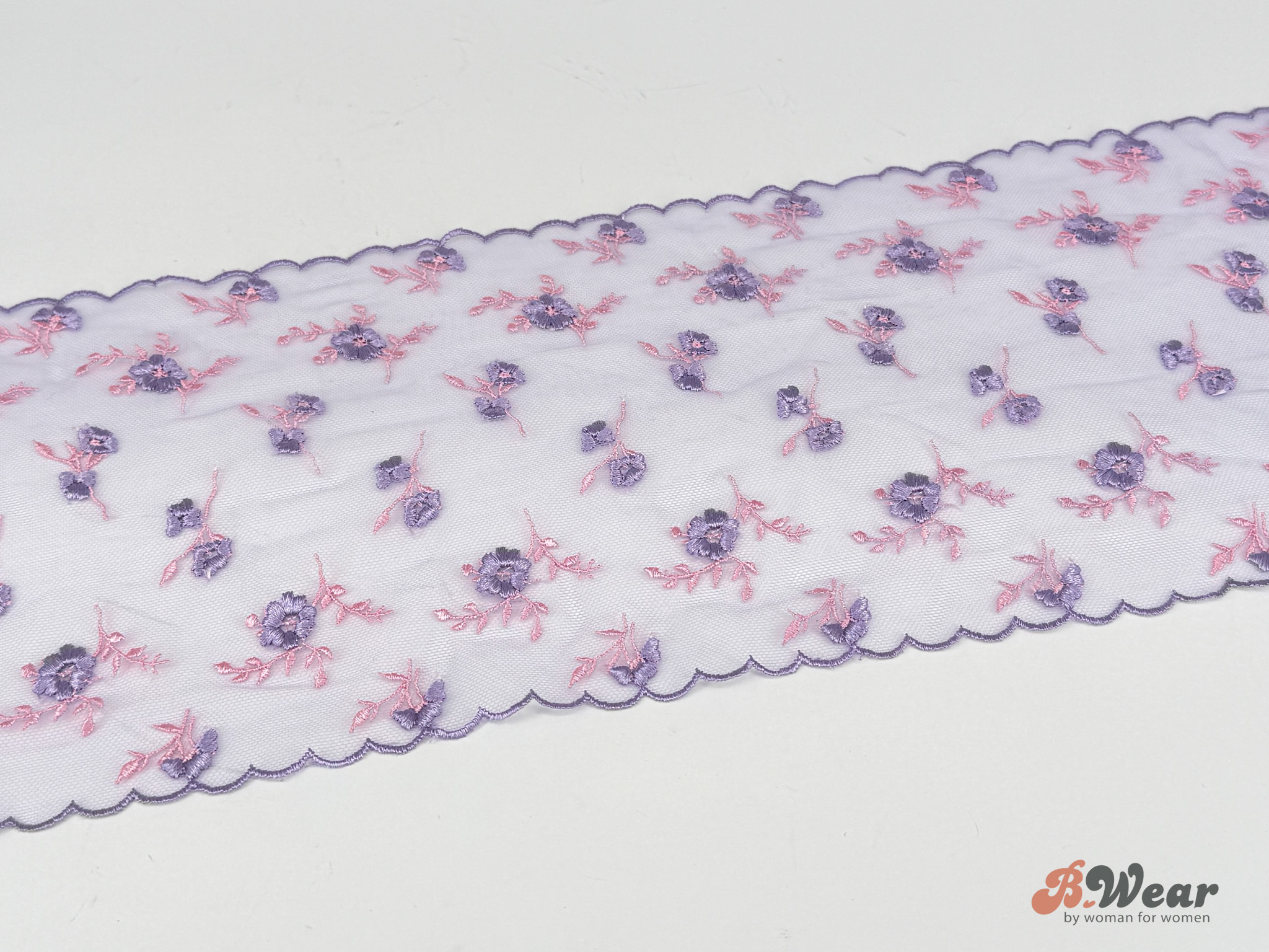 Lilac non stretch lace with embroidery - 16 cm