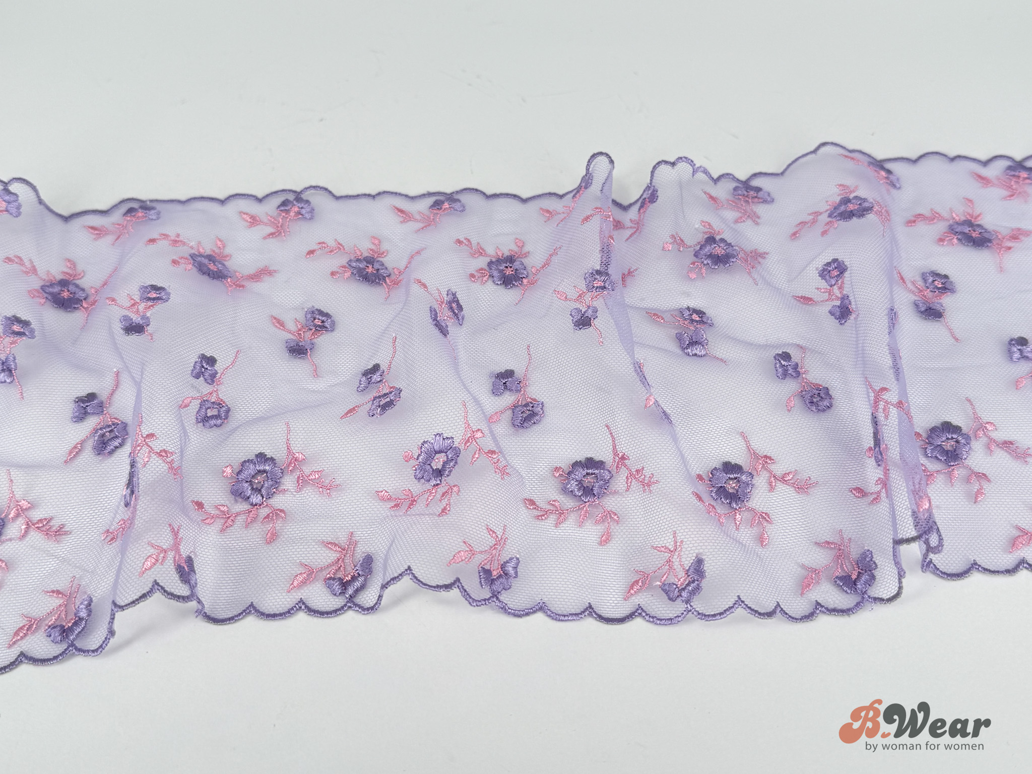 Lilac non stretch lace with embroidery - 16 cm - 3