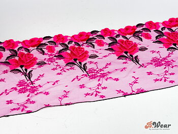 Hot pink och fuschia stum spets med blommor - 18