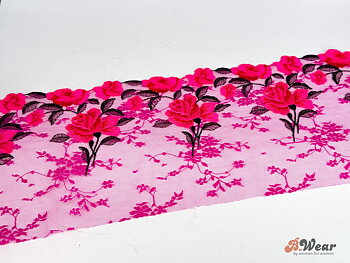 Hot pink och fuschia stum spets med blommor - 18