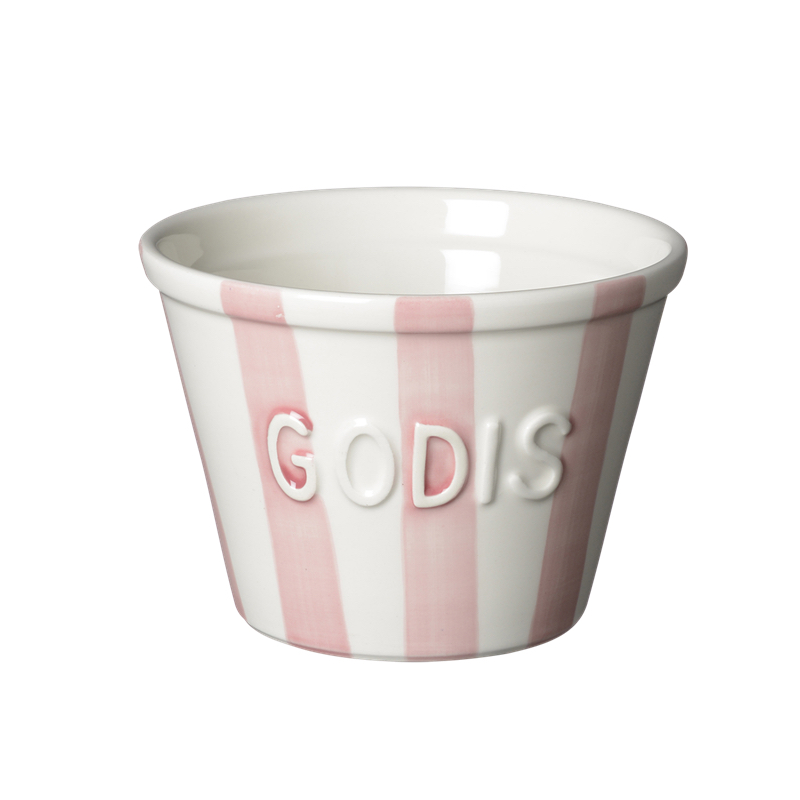 Bruka Design Stor Godisskål - Rosa Stripes