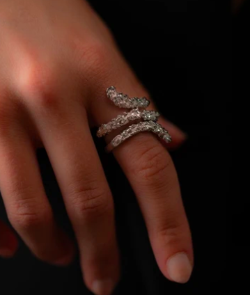 Crystalline Coil Ring | Silver