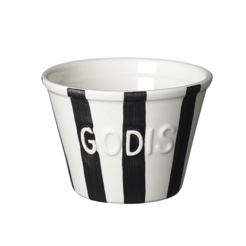 Bruka Design Stor Godisskål - Svart Stripes