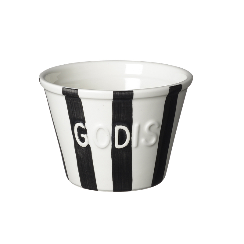 Bruka Design Stor Godisskål - Svart Stripes - 2