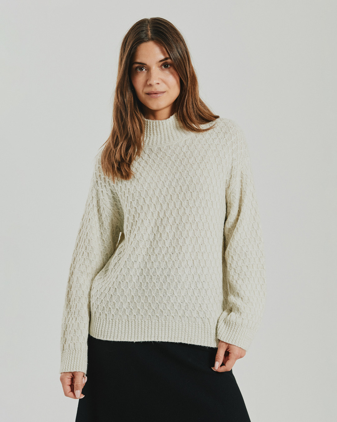Polojumper mönsterstickad Cathy ljusbeige