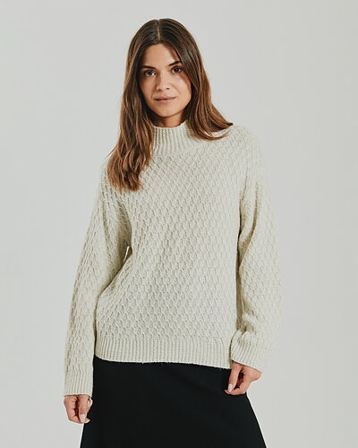 Polojumper mönsterstickad Cathy ljusbeige
