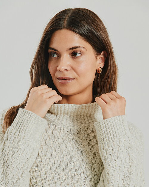 Polojumper mönsterstickad Cathy ljusbeige - 2