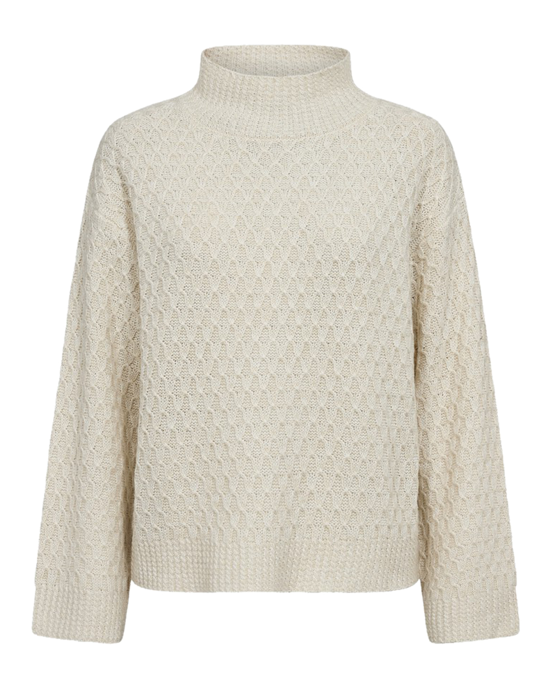 Polojumper mönsterstickad Cathy ljusbeige - 3
