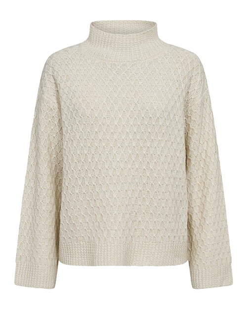 Polojumper mönsterstickad Cathy ljusbeige - 3