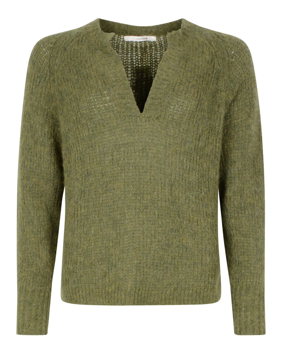 Jumper Amelia v-ringad melerad grön