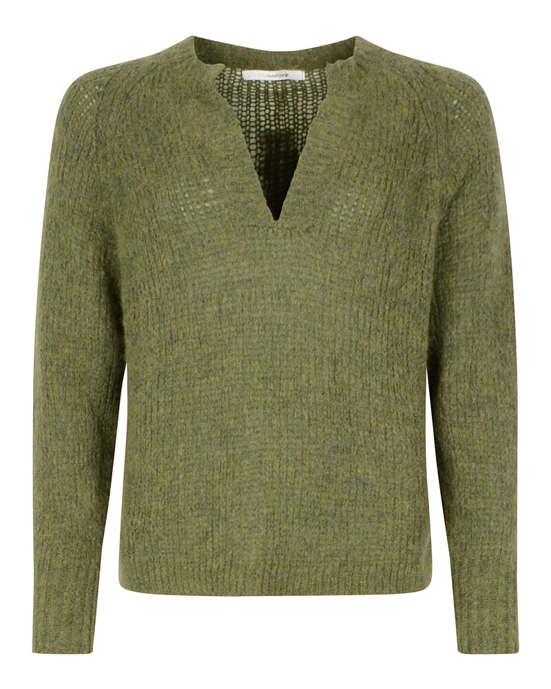 Jumper Amelia v-ringad melerad grön