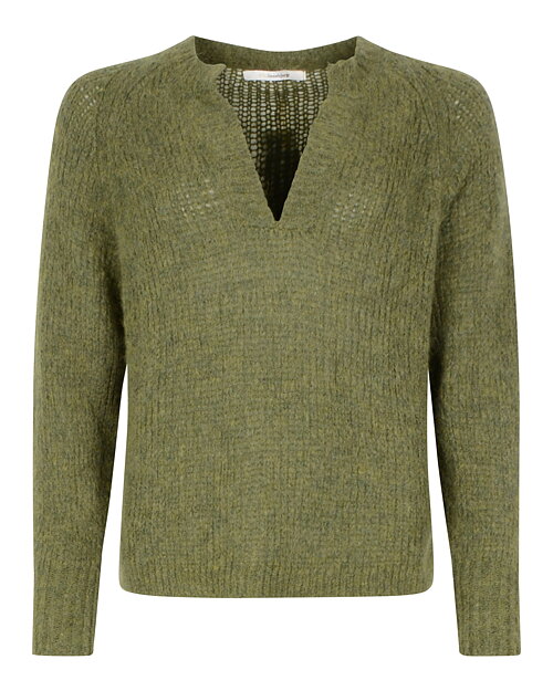Jumper Amelia v-ringad melerad grön