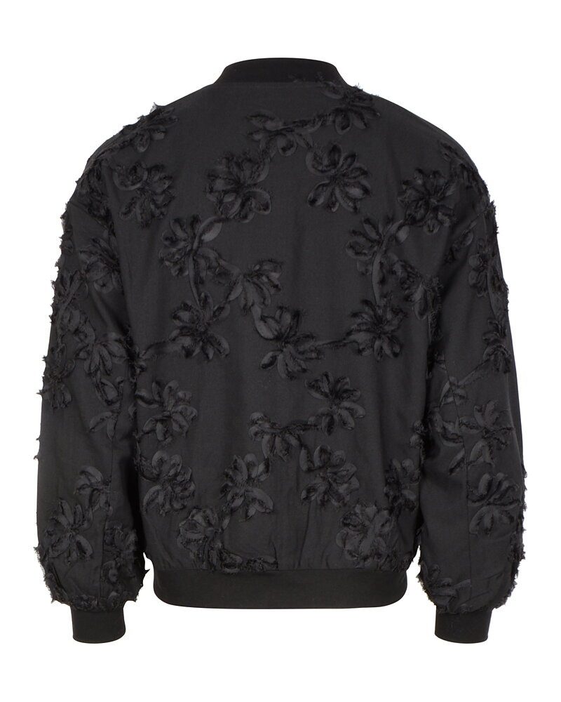 Festjacka med broderade blommor svart