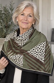Scarf Mönstrad Grön/Brun/Leo