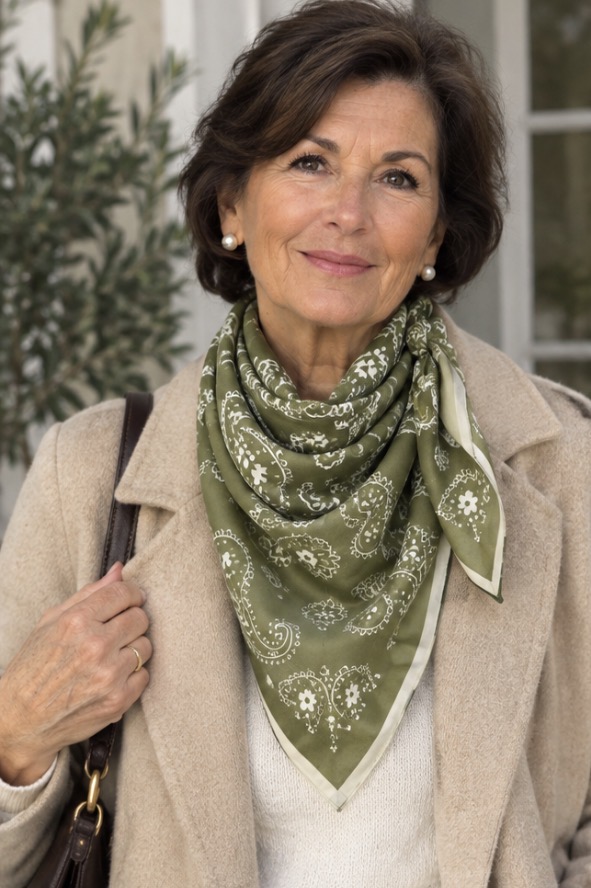 Scarf Mönstrad Grön/Vit