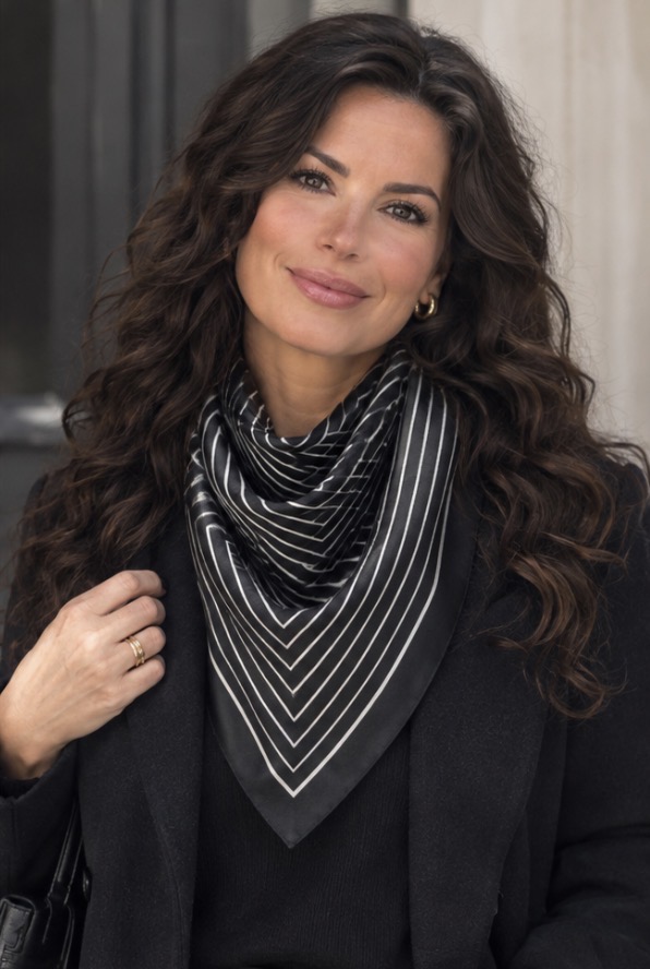 Scarf Randig Svart/Vit - 2
