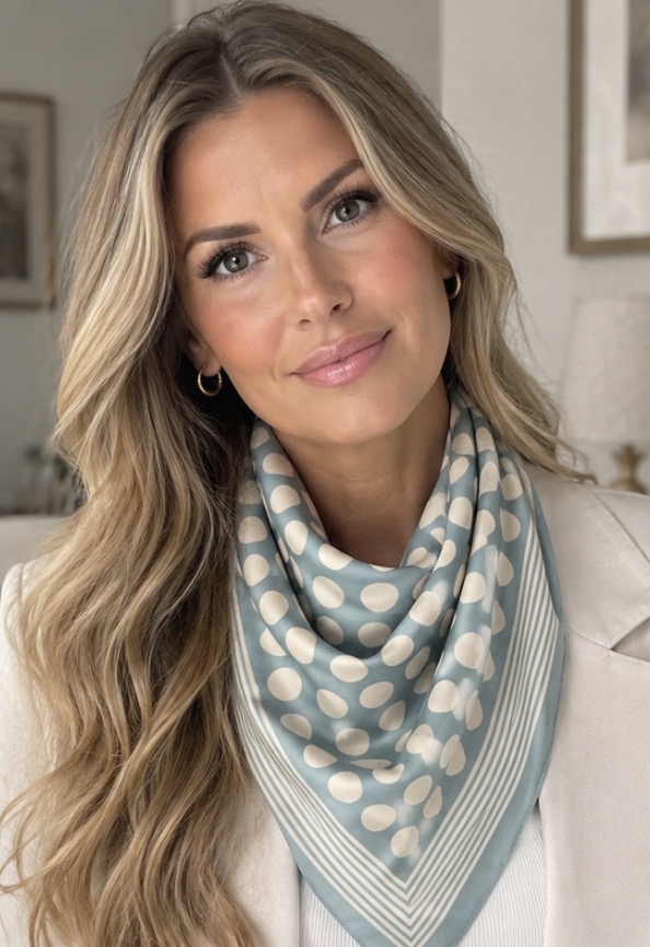 Scarf Prickig Turkos/Vit - 3