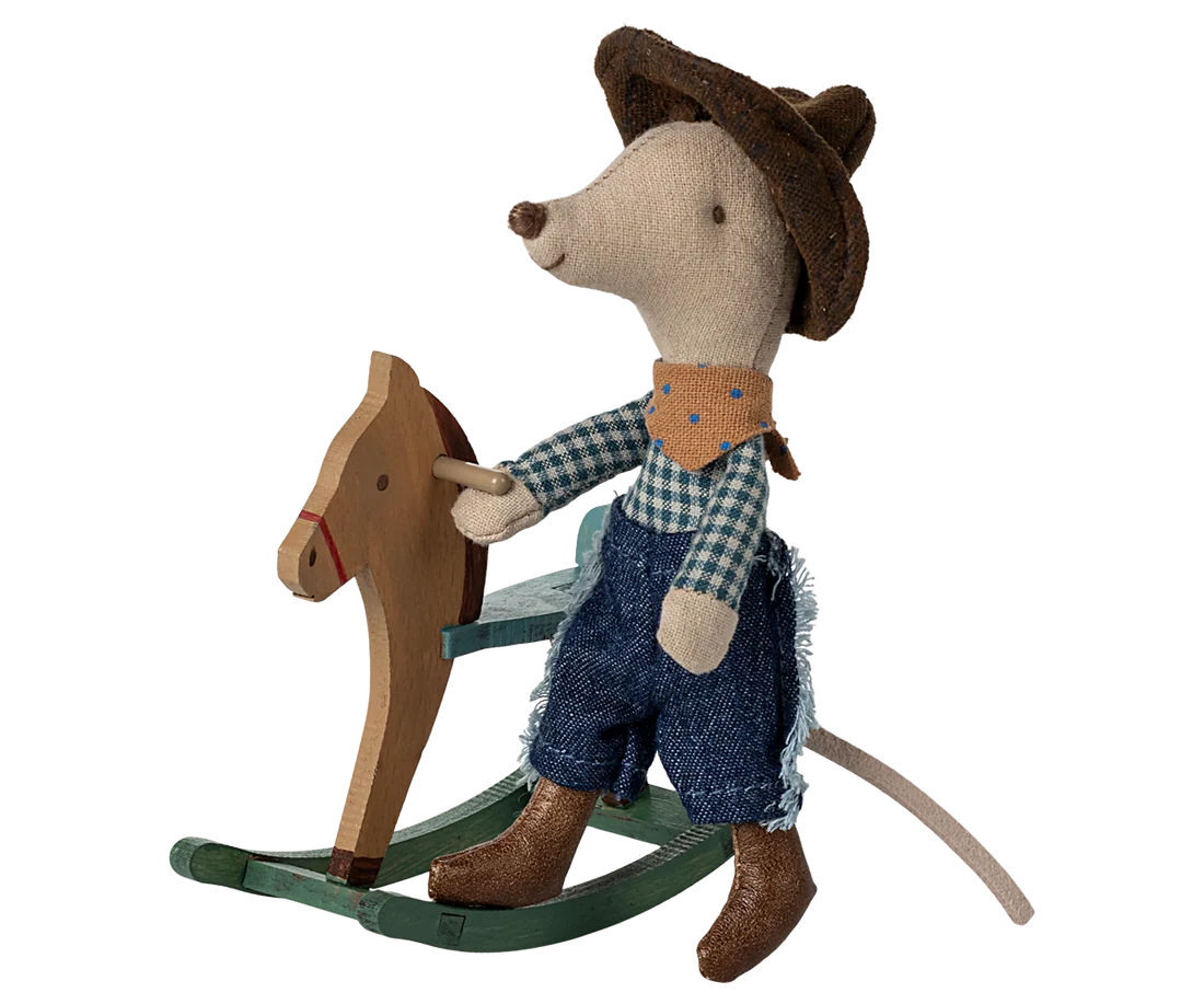 Maileg - Cowboymus på gunghäst, Lillebror