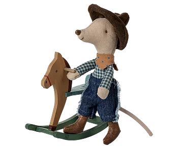 Maileg - Cowboymus på gunghäst, Lillebror