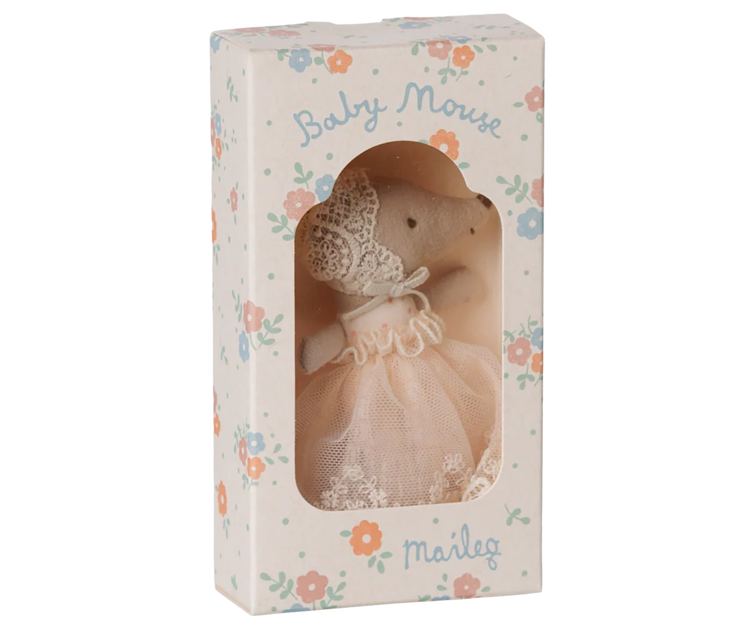 Maileg - Babymus i klänning - Puder - 4