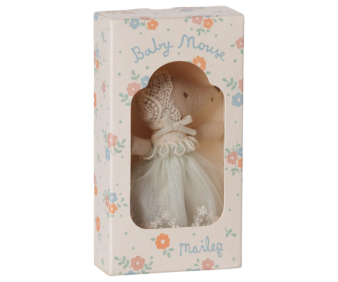 Maileg - Babymus i klänning - Mint - 4