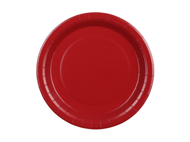 Mörkröda papptallrikar 23 cm – 6-pack