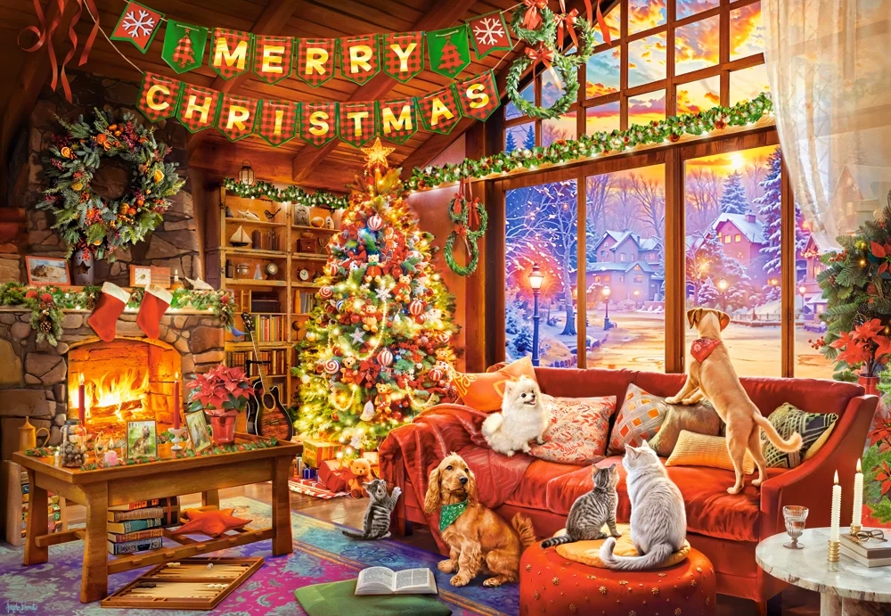 Christmas Evening With Pets, 1000 Bitar Castorland