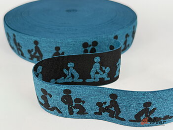 40 mm Kamautra Melange Elastic Waistband in Petrol