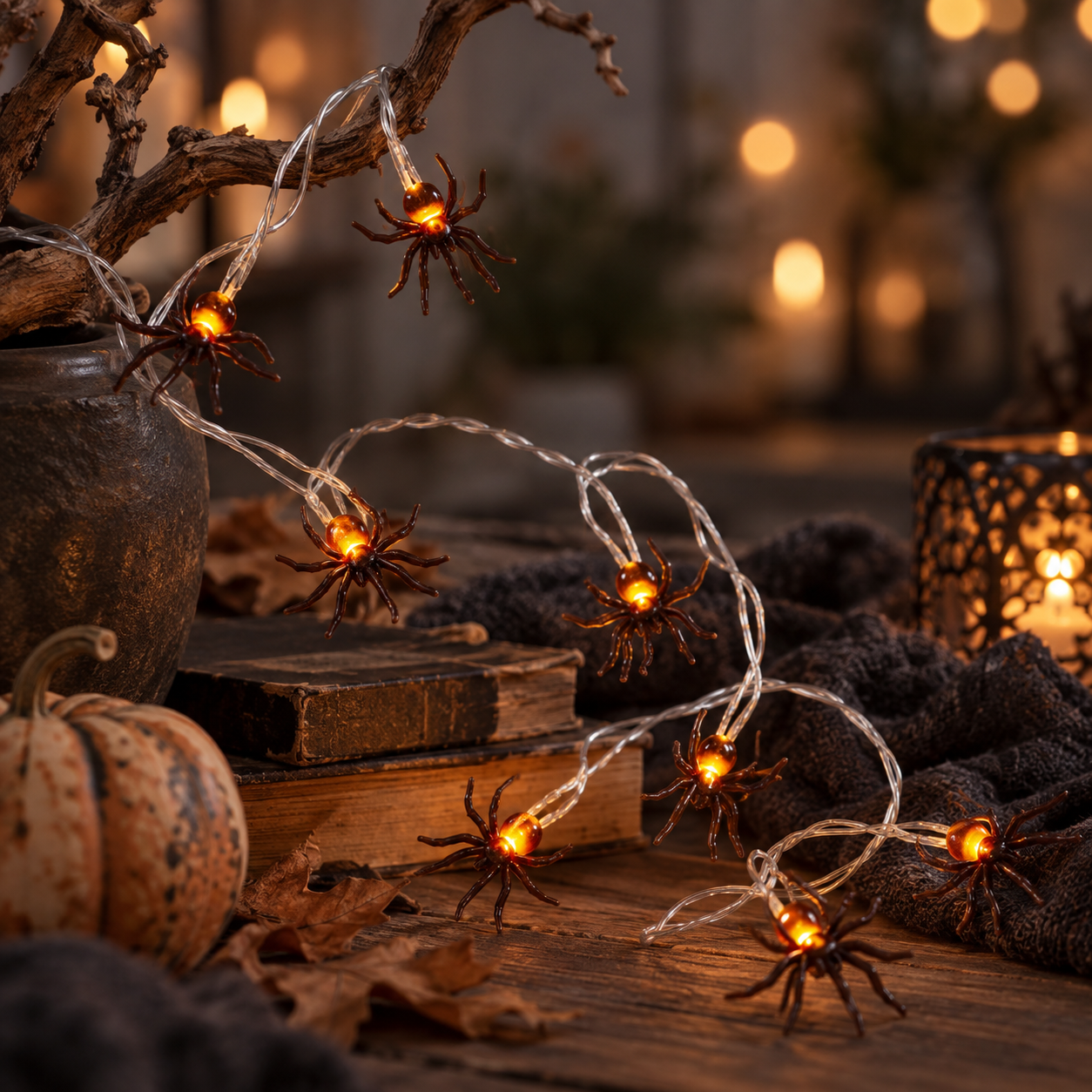 String lights with spiders - Halloween - 135 cm - 5