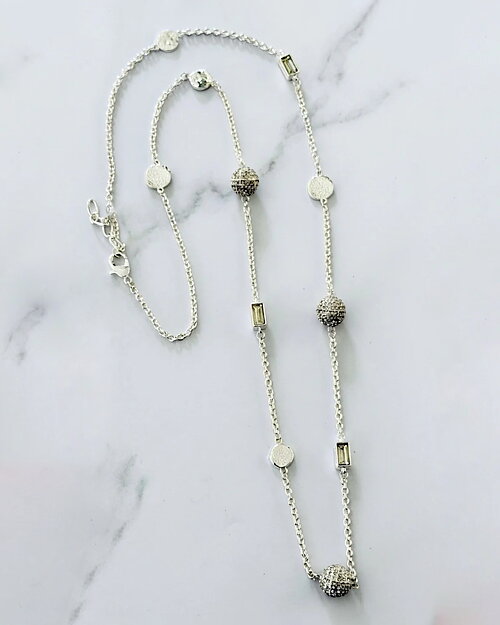 Silverfärgat halsband strassboll - 2