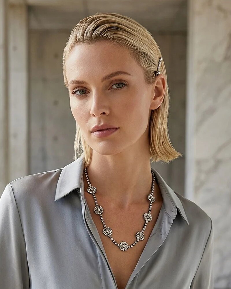 Halsband med strass i diamantdesign