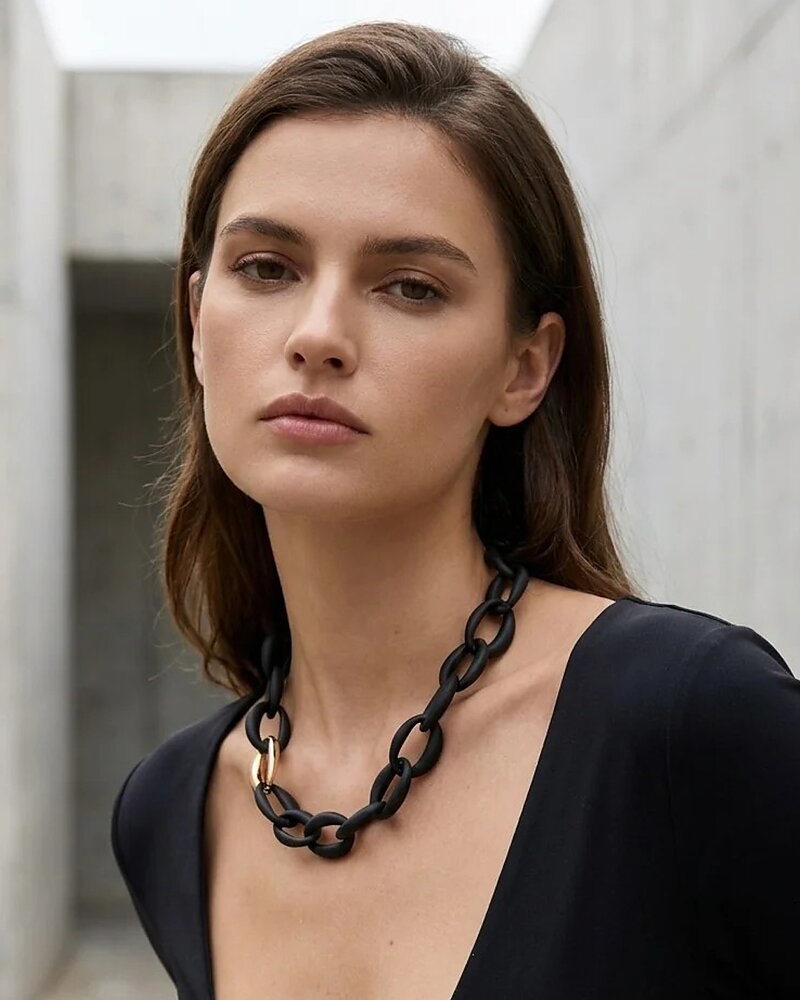 Halsband med länkar svart