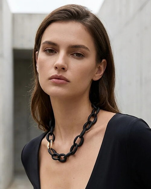 Halsband med länkar svart