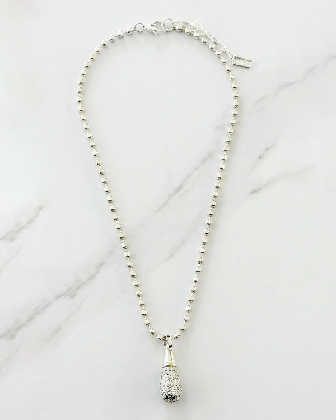 Halsband silverfärgat strassdroppe - 2